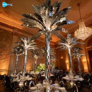 Steel Decorative Polished Fashion Large Stainless Steel Palm Tree Sculpture