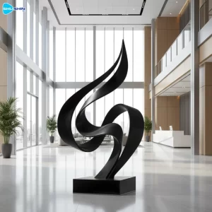 Steel Flame In Motion Customizable Polished Modern Abstract Stainless Steel Sculpture