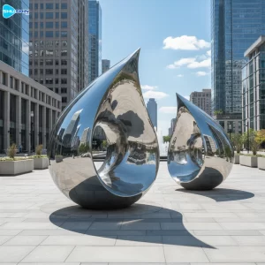 Steel Gleaming Custom Stainless Steel Modern Teardrop Sculptures With Reflective Mirro