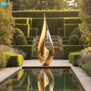 Steel Golden Flame Polished Stainless Steel Fashion Abstract Sculpture For Luxury Gard