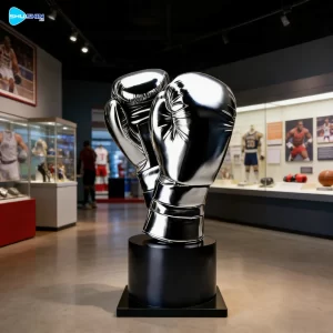 Steel Handmade Polished Stainless Steel Art Dynamic Boxing Sculpture With Fashion Desi