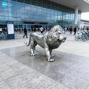 Steel Hot Sale Outdoor Garden Polished Life Size Animal Stainless Steel Welded 5mm Lio