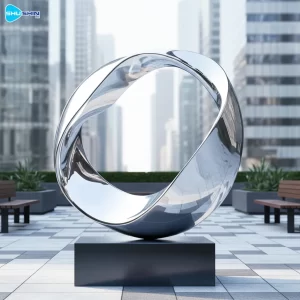 Steel Infinity Loop Polished Stainless Steel Sculpture Customizable Modern Fashion Out