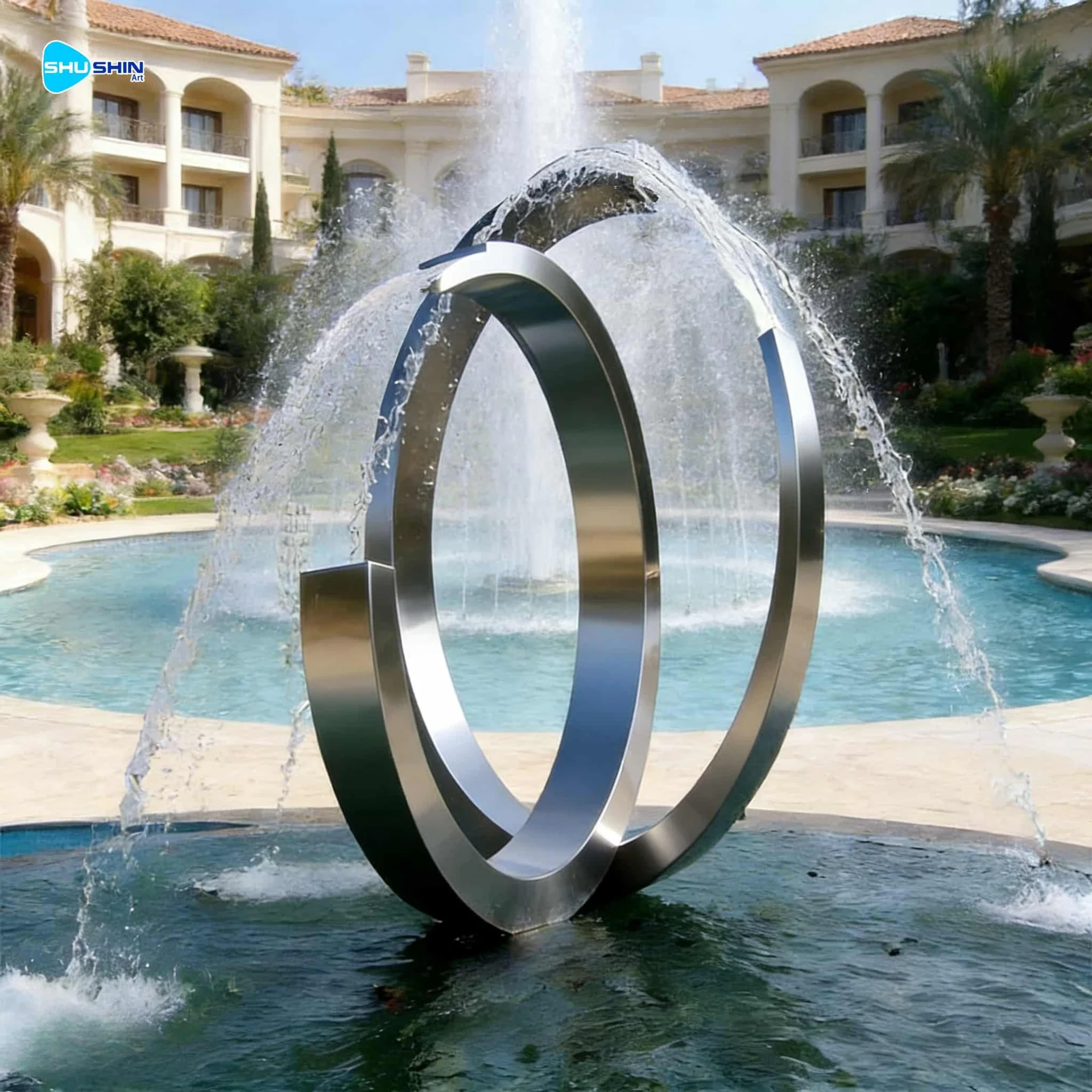 Steel Large Modern Metal Stainless Steel Waterfall Fountain Sculpture For Outdoor City