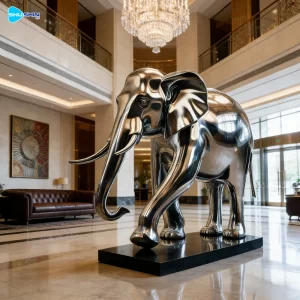 Steel Large Stainless Steel Elephant Sculpture Electroplated Finish Customized Shape M