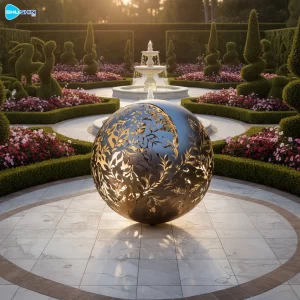 Steel Luminous Polished Sphere Modern Fashion Stainless Steel Light Sculpture For Luxu