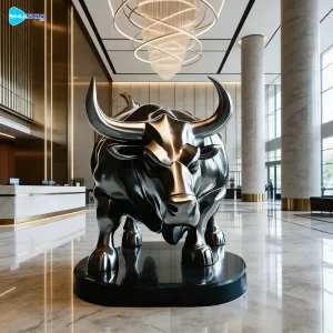 Steel Luxury Modern Design Welded Electroplated Customized Stainless Steel Bull Sculpt
