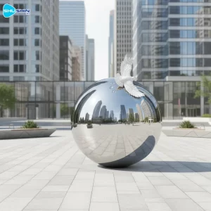 Steel Mirror Polished Stainless Steel Eagle Sphere Garden Sculpture Modern Art Colle