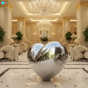 Steel Mirrored Polished Stainless Steel Love Heart Sculpture Modern Art Collectible