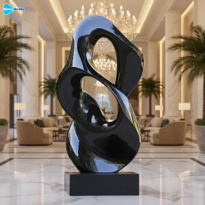 Steel Modern Abstract Polished Stainless Steel Outdoor Sculpture Black Infinity Art Fa