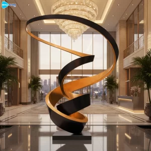 Steel Modern Abstract Spiral Polished Stainless Steel Sculpture For Home Decoration Cu