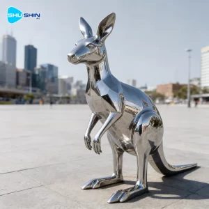 Steel Modern Custom Electroplated Stainless Steel Animal Kangaroo Sculpture For Large 