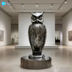 Steel Modern Custom Made Welded Stainless Steel Owl Sculpture Handmade Art Collectible