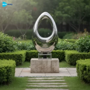 Steel Modern Fashion Outdoor Mirror Polished Stainless Steel Teardrop Sculpture