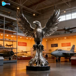 Steel Modern Life Size Stainless Steel Eagle Sculpture Customized Shape Polished Finis