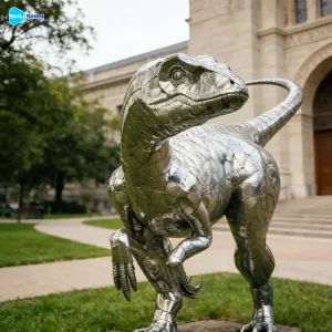 Steel Modern Outdoor Large Art Welded Electroplated Stainless Steel Dinosaur Dragon Sc