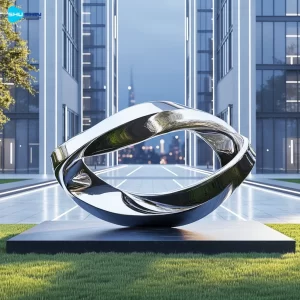 Steel Modern Polished Interlock Stainless Steel Sculpture Custom Abstract Fashion Outd