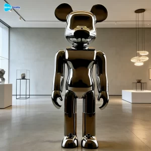 Steel Modern Polished Stainless Steel Custom Fashion Pop Art Block Bear Sculpture For 