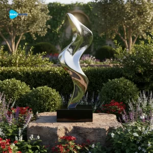 Steel Modern Polished Twisting Stainless Steel Abstract Statue Model For Home Or Outdo