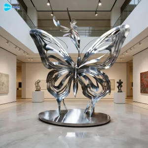 Steel Modern Style Polished Stainless Steel Butterfly Sculpture With Custom Design