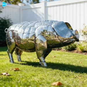 Steel Outdoor Garden Modern Art Welded Polished Stainless Steel Animal Sculpture Pig S