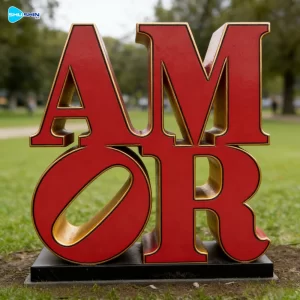 Steel Outdoor Garden Park Landscaping Polished Fashion Custom Abstract Statue Art Red 
