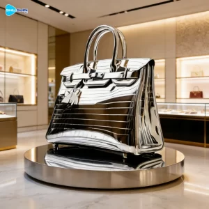 Steel Outdoor Large Scale Luxury Polished Stainless Steel Fashion Handbag Sculpture Mo