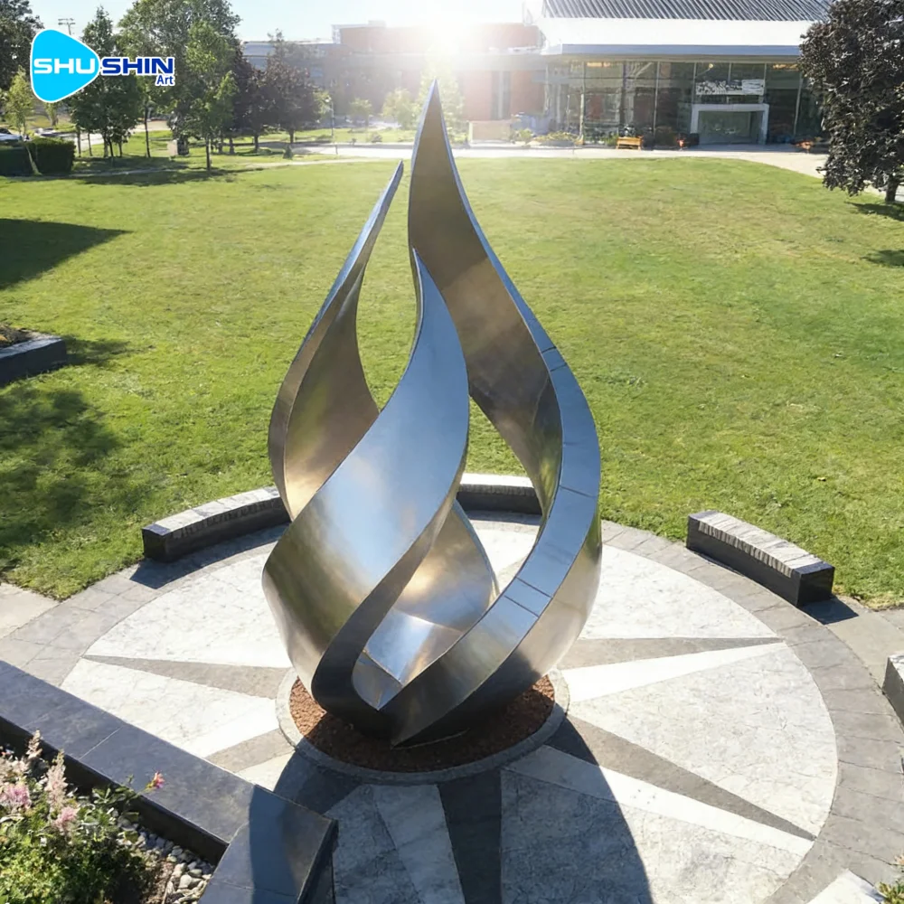 Steel Outdoor Public Park Garden Decor Modern Abstract Art Polished Stainless Steel Fi
