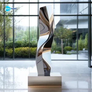 Steel Polished Mirror Public Art Custom Welding Sculpture Abstract Stainless Steel Met