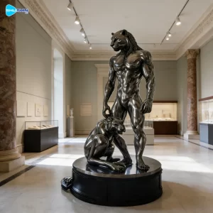 Steel Polished Stainless Steel Fashion Animal Statue Jungle King Tiger Muscles Human B