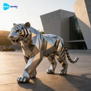 Steel Polished Stainless Steel Tiger Statue Sculpture Model For Zoo Entrance Decoratio