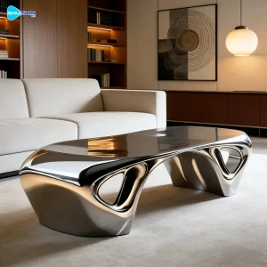 Steel Stainless Steel Flow Office Desk Fashion Mirror Polished Modern Indoor Villa Dec